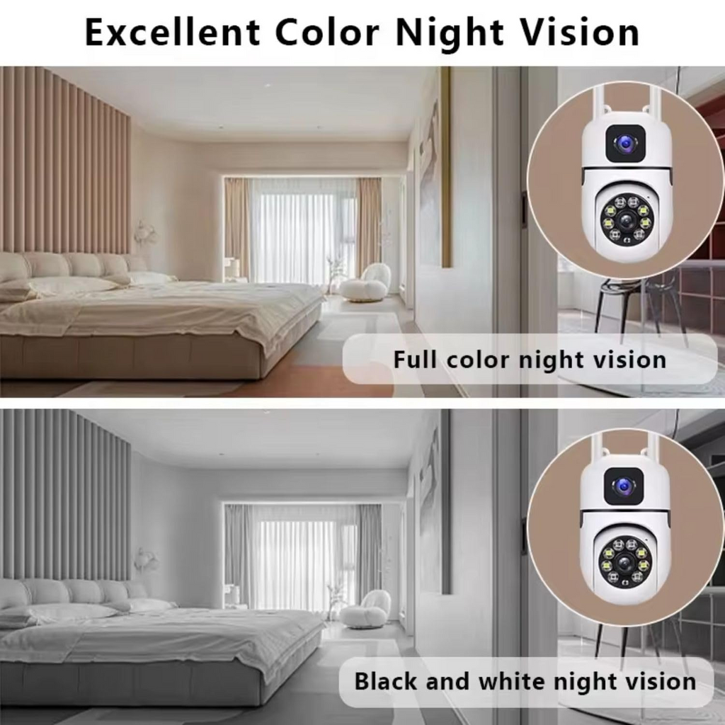 Mini Dual Lens/Screen 2in1 PTZ+Bullet 5+5MP Full HD 1920 WiFi Wireless Indoor Camera