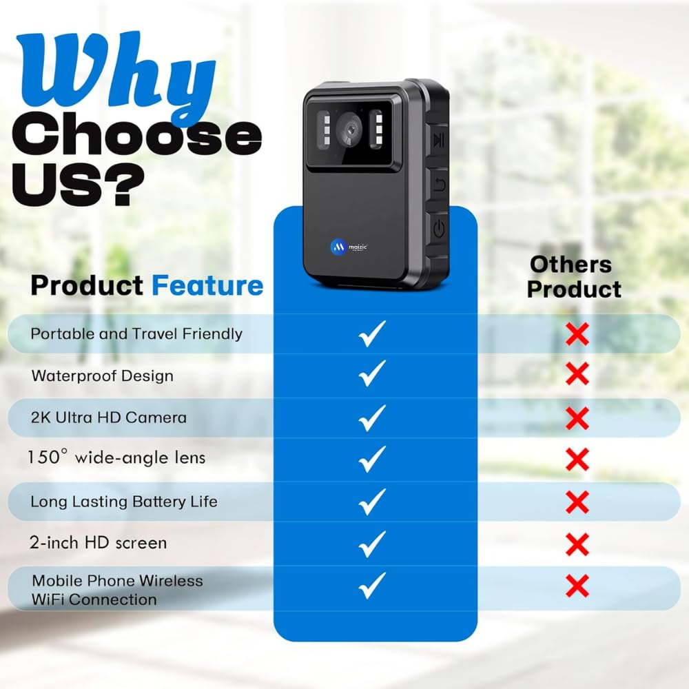 Grousale 4K Body Camera – 64GB, Night Vision, 150° Wide Angle, Waterproof – Clip-On Security Cam for Law Enforcement & Outdoor Use