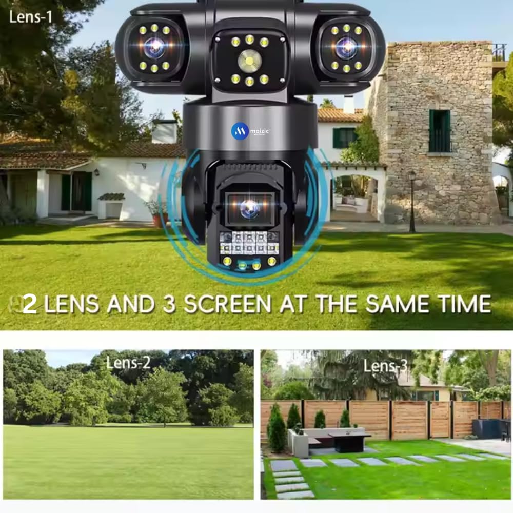 Grousale Batman Solar 4G CCTV Camera (5MP + 5MP) | Dual Lens, Triple Screen FHD View | Outdoor SIM Camera with Color Night Vision, Two-Way Talk, AI Motion Detection & All SIM Support