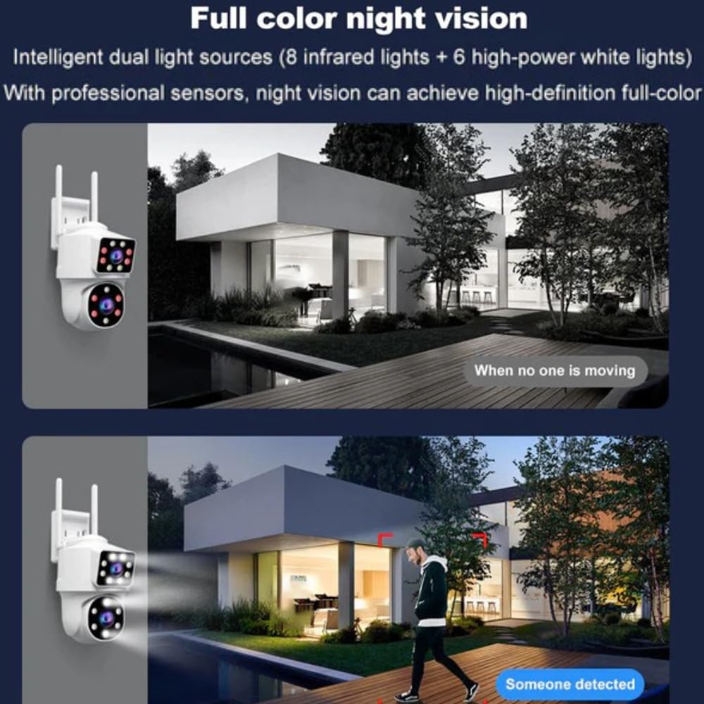 Grousale Ultracam Supercam Dual Lens 5MP WiFi Outdoor CCTV Camera – Color Night Vision, 360° PTZ, Two-Way Audio, AI Motion Detection