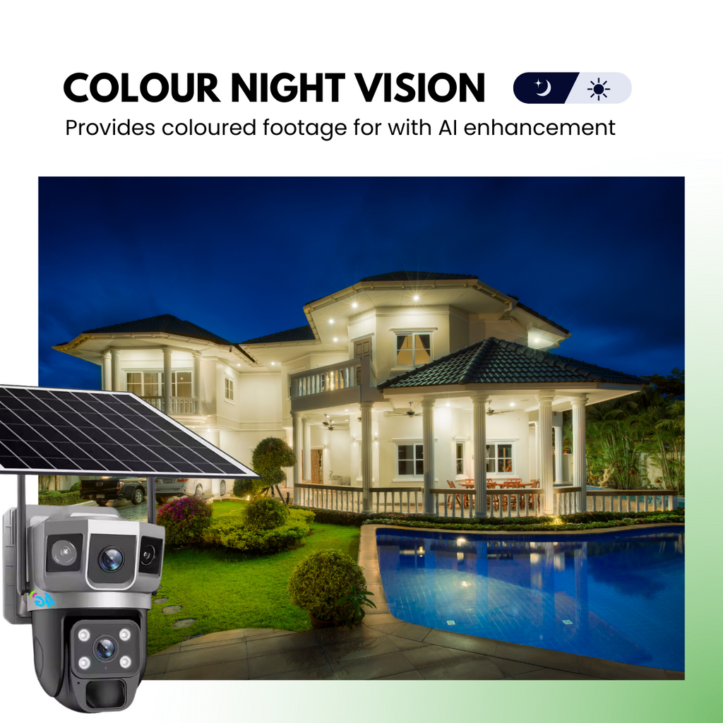 Renewed 4G Sim Based CCTV Dual Lens/Dual Screen View [4MP+4MP] Solar Powered Security Camera