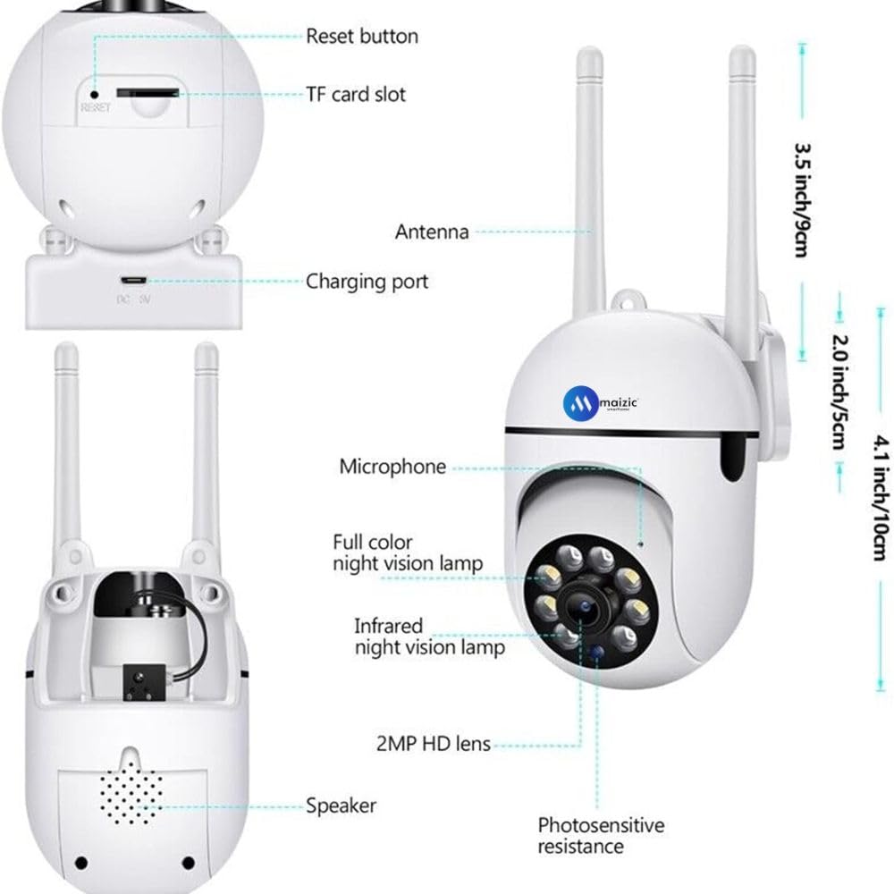 Renewed Grousale 3 MP FHD WiFi Indoor Mini Fox Ptz Security Camera with Color Night Vision, 360° Ptz Rotation, Motion Tracking, Two Way Audio and Multi Users View