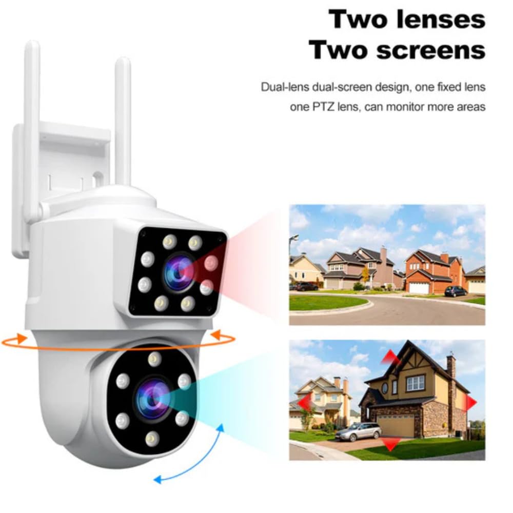 Grousale Ultracam Supercam Dual Lens 5MP WiFi Outdoor CCTV Camera – Color Night Vision, 360° PTZ, Two-Way Audio, AI Motion Detection