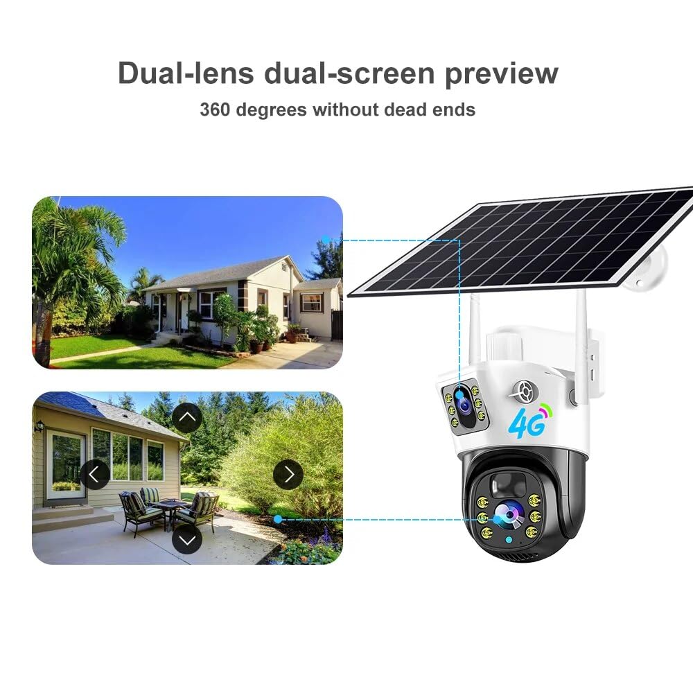 4G Sim 4K 6+6 MP 2in1 Dual Lens/ Dual Screen Solar Camera