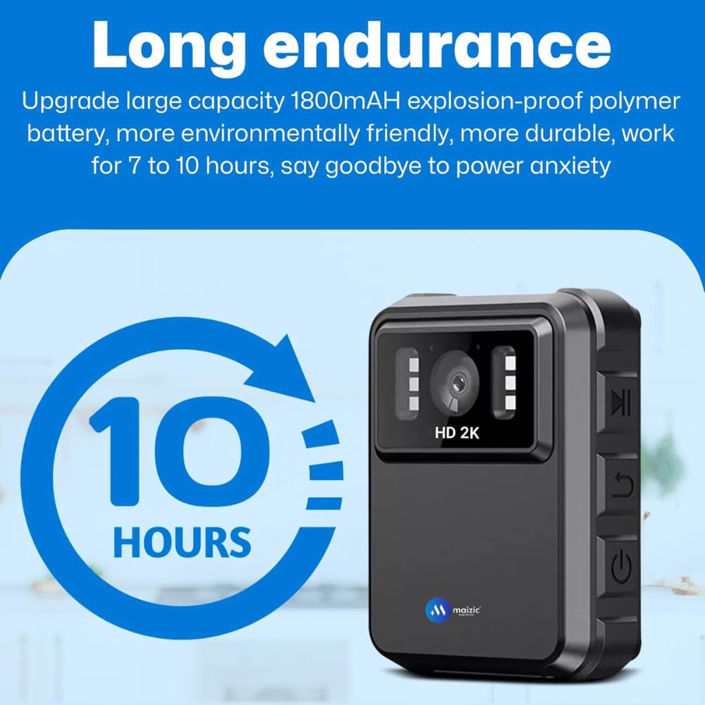 Grousale 4K Body Camera – 64GB, Night Vision, 150° Wide Angle, Waterproof – Clip-On Security Cam for Law Enforcement & Outdoor Use