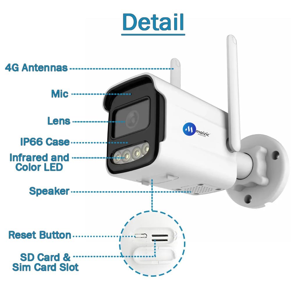 Grousale BulletX 4MP WiFi Outdoor CCTV Camera | Full HD, 360° View, 10X Zoom, Color Night Vision, Motion Detection, 2-Way Audio, SD Card Support (Up to 128GB)