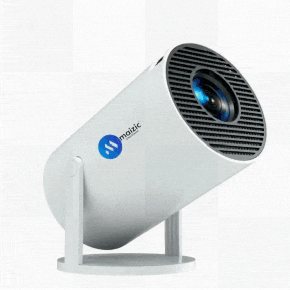 Grousale 4K HD 150" Android Projector Wifi Portable BT 180° Rotation Auto Keystone (8400 lm / 1 Speaker / Wireless / Remote Controller) Portable Projector (White)