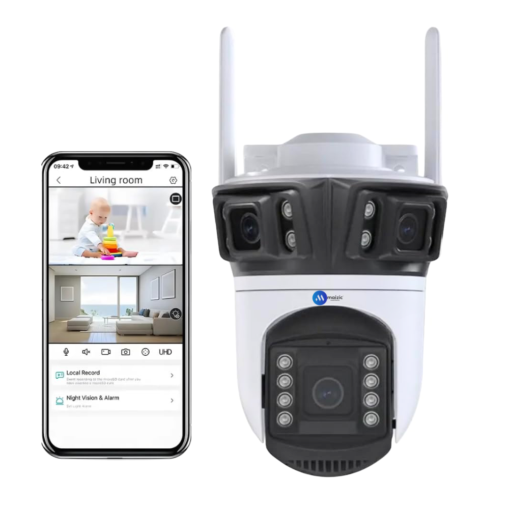 Renewed Wifi Camera (3MP+3MP+3MP) HD Real Triple Lens/Triple Screen View CCTV Camera for home Outdoor